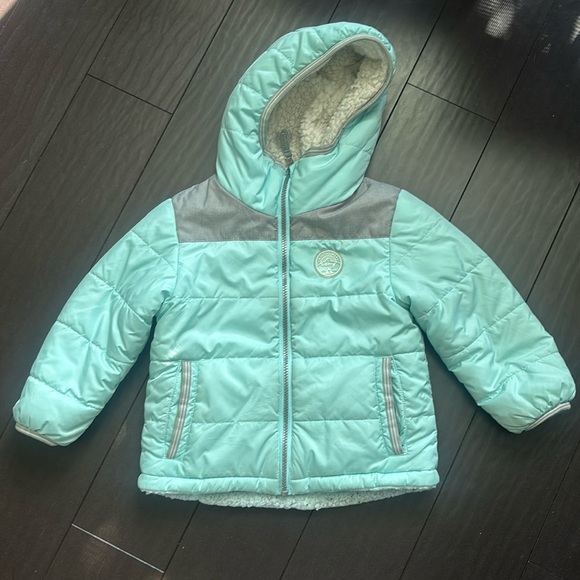Gerry reversible blue toddler girls' puffer fleece jacket size 3T in GUC - Picture 1 of 7